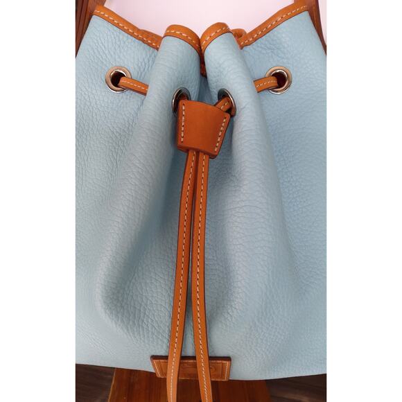 Dooney & Bourke Pebble grain drawstring bag Italian leather Caribbean Blue, Chic - Picture 4 of 11